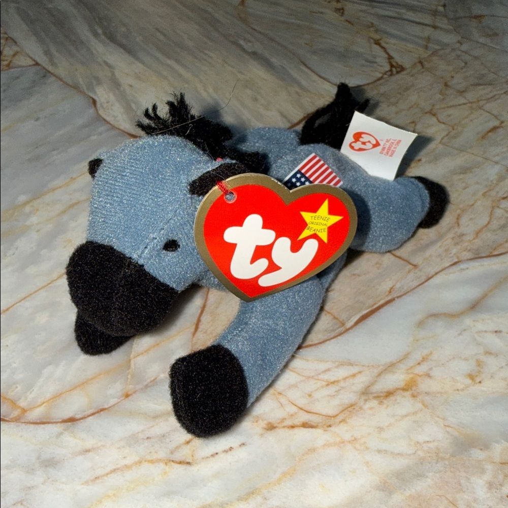 Ty Donkey Plush with Flag‎ Patch